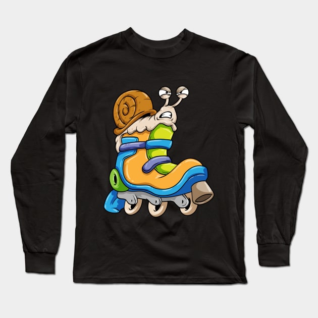 Funny snail at the inline skating Long Sleeve T-Shirt by Markus Schnabel
